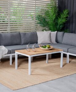 Køb Eze - Sofabord i teak og hvid aluminium online billigt møbel