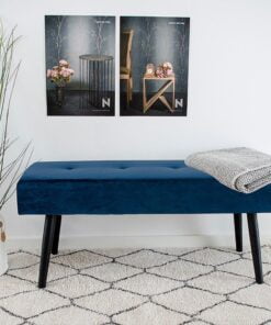 Køb Umani - Bænk i mørkeblå velour. online billigt møbel