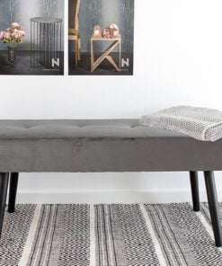 Køb Umani - Bænk i grå velour online billigt møbel