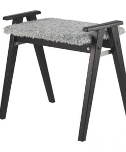 Køb Elam - Stol i sortbejdset eg Fåreskindslook lysegrå online billigt møbel