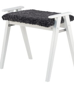 Køb Elam - Stol i hvidlakeret birk Ægte fåreskind mørkegrå online billigt møbel