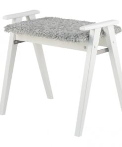 Køb Elam - Stol i hvidlakeret birk Fåreskindslook lysegrå online billigt møbel