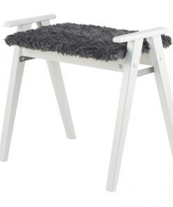 Køb Elam - Stol i hvidlakeret birk Fåreskindslook mørkegrå online billigt møbel