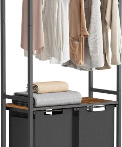 Køb Vasketøjskurv med 2 rum og hylder (177 x 73 x 33 cm) online billigt møbel