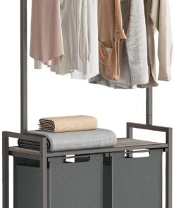Køb Vasketøjskurv med 2 rum og stativ (177 x 73 x 33 cm) online billigt møbel