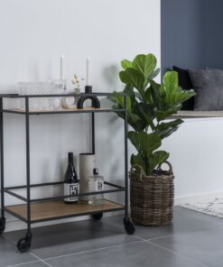 Køb Zeta - Barvogn i sort metal og egelook plader online billigt møbel