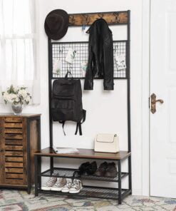 Køb Garderobestativ med 2 skohylder og bænk online billigt møbel