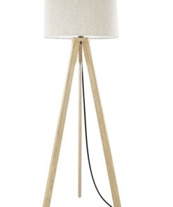 Køb Gulvlampe eg natur med beige skærm Herzblut online billigt møbel