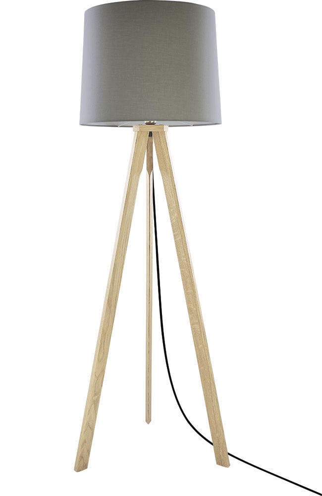 Køb Gulvlampe eg natur med mørkegrå skærm Herzblut online billigt møbel