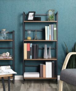 Køb Reol 126 cm høj sort/brun online billigt møbel