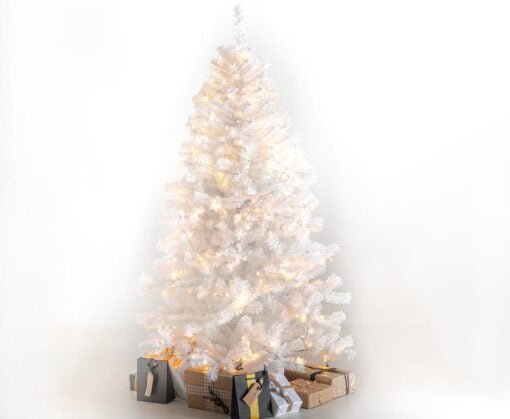 Køb Juletræ 180 cm Oslo hvid med LED lys online billigt møbel