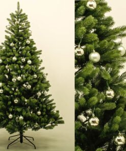Køb Juletræ 180 cm Spritzguss med 34 sølvkugler online billigt møbel