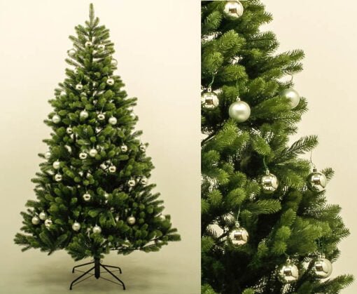 Køb Juletræ 180 cm Spritzguss med 34 sølvkugler online billigt møbel