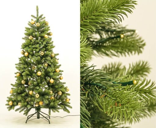 Køb Juletræ 180 cm Spritzguss med 288 LED lys og 34 guldkugler online billigt møbel