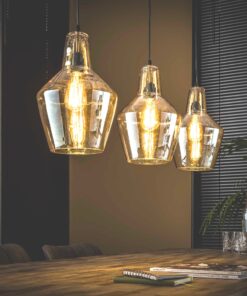 Køb Booky- Loftlampe med tre skærme i ravfarvet glas Levering uden pære online billigt møbel