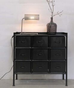 Køb Saga - 9 rums opbevaringsskab i sortlakeret metal online billigt møbel