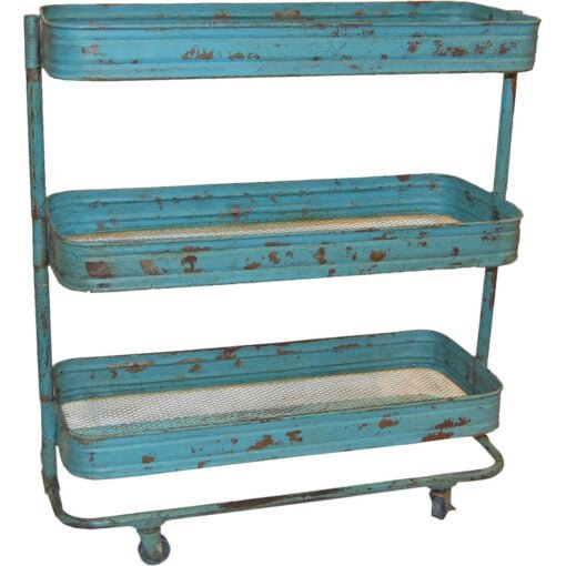 Køb Vega rullebord - antikblå med patina online billigt møbel