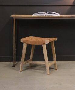 Køb James - skammel med læder flet sæde online billigt møbel