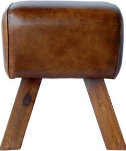 Køb Lomborg lille plint/skammel med brunt læder online billigt møbel