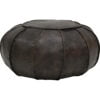 Køb Gustav rund læderpuf - koksgrå online billigt møbel