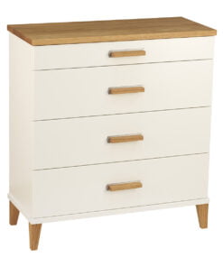 Køb Dixi - Kommode med 4 skuffer og bredde 70 cm Hvid lak/ olieret eg online billigt møbel