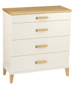 Køb Dixi - Kommode med 4 skuffer og bredde 70 cm Hvid lak / hvidolieret eg online billigt møbel