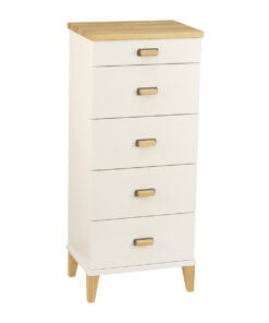 Køb Dixi - Kommode med 5 skuffer og bredde 40 cm Hvid lak / hvidolieret eg online billigt møbel