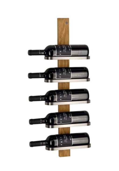 Køb Vino - Vinreol til fem flasker i slebet stål og seks farver Lakeret eg online billigt møbel