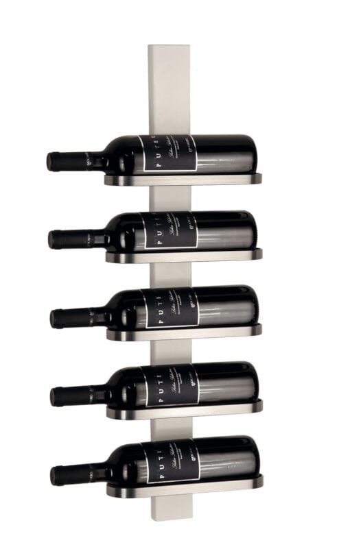 Køb Vino - Vinreol til fem flasker i slebet stål og seks farver Hvidlakeret birk online billigt møbel