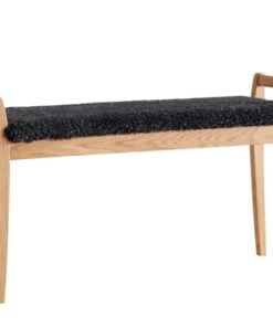 Køb Meja - Bænk i olieret eg med en bredde på 98 cm Ægte fåreskind mørkegrå online billigt møbel
