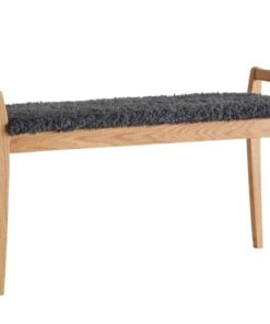 Køb Meja - Bænk i olieret eg med en bredde på 98 cm Fåreskindslook mørkegrå online billigt møbel