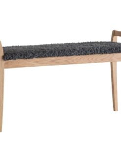 Køb Meja - Bænk i lakeret eg med en bredde på 98 cm Fåreskindslook mørkegrå online billigt møbel