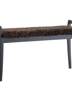 Køb Meja - Bænk i sort eg med en bredde på 98 cm Ægte fåreskind brun online billigt møbel