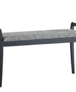 Køb Meja - Bænk i sort eg med en bredde på 98 cm Fåreskindslook lysegrå online billigt møbel