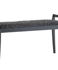 Køb Meja - Bænk i sort eg med en bredde på 98 cm Fåreskindslook mørkegrå online billigt møbel