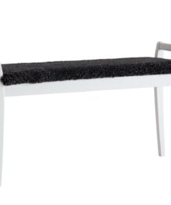 Køb Meja - Bænk i hvidlakeret med en bredde på 98 cm Ægte fåreskind mørkegrå online billigt møbel