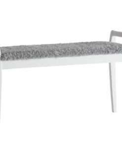 Køb Meja - Bænk i hvidlakeret med en bredde på 98 cm Fåreskindslook lysegrå online billigt møbel