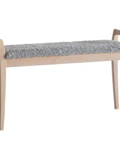 Køb Meja - Bænk i hvidolieret eg med en bredde på 98 cm Fåreskindslook lysegrå online billigt møbel