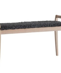 Køb Meja - Bænk i hvidolieret eg med en bredde på 98 cm Fåreskindslook mørkegrå online billigt møbel