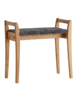 Køb Meja - Stol i olieret eg med en bredde på 58 cm Fåreskindslook mørkegrå online billigt møbel