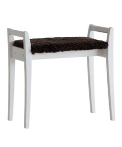 Køb Meja - Stol i hvid lakeret med en bredde på 58 cm Ægte fåreskind brun online billigt møbel