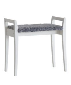 Køb Meja - Stol i hvid lakeret med en bredde på 58 cm Ægte fåreskind lysegrå online billigt møbel