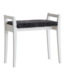 Køb Meja - Stol i hvid lakeret med en bredde på 58 cm Ægte fåreskind mørkegrå online billigt møbel