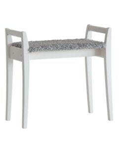 Køb Meja - Stol i hvid lakeret med en bredde på 58 cm Fåreskindslook lysegrå online billigt møbel
