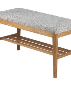 Køb Hall - Bænk i lakeret eg Fåreskindslook lysegrå online billigt møbel