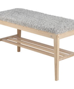 Køb Hall - Bænk i hvidpigmenteret olieret eg Fåreskindslook lysegrå online billigt møbel