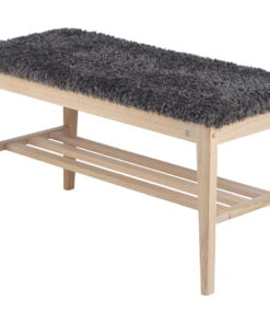 Køb Hall - Bænk i hvidpigmenteret olieret eg Fåreskindslook mørkegrå online billigt møbel