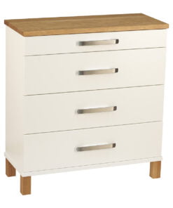 Køb Hall - Kommode med 4 skuffer og 70 cm bred Hvid lak/ olieret eg online billigt møbel