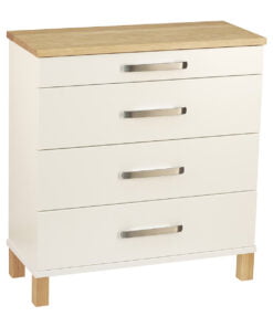 Køb Hall - Kommode med 4 skuffer og 70 cm bred Hvid lak / hvidolieret eg online billigt møbel