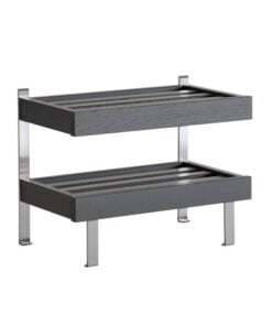 Køb Hall - Dobbelt skohylde som gulvmodel med en bredde på 50 cm Sortbejdset lakeret eg online billigt møbel